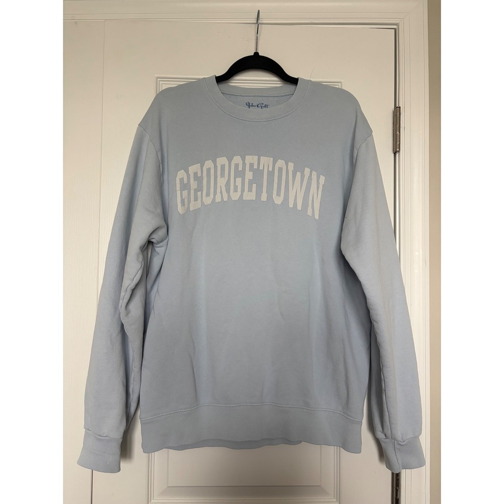 John Galt Georgetown Crewneck Sweatshirt Light Blue Oversized Pullover One Size
